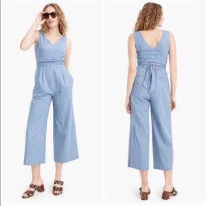 J. Crew Chambray Wrap Tie Jumpsuit